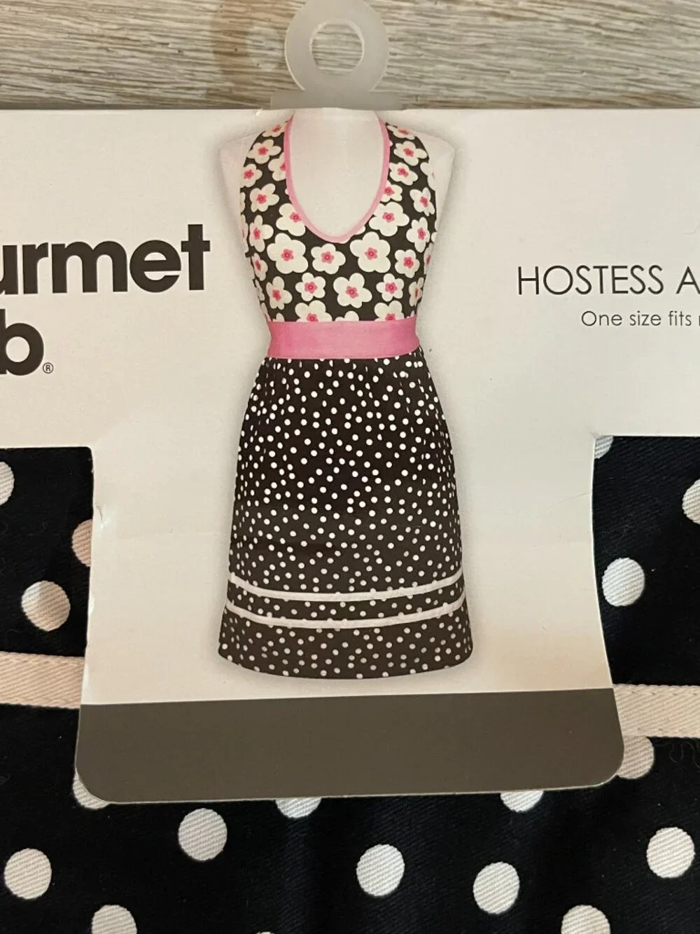 New Apron Black Pink Daisy Flower Dot One Size Gourmet Club